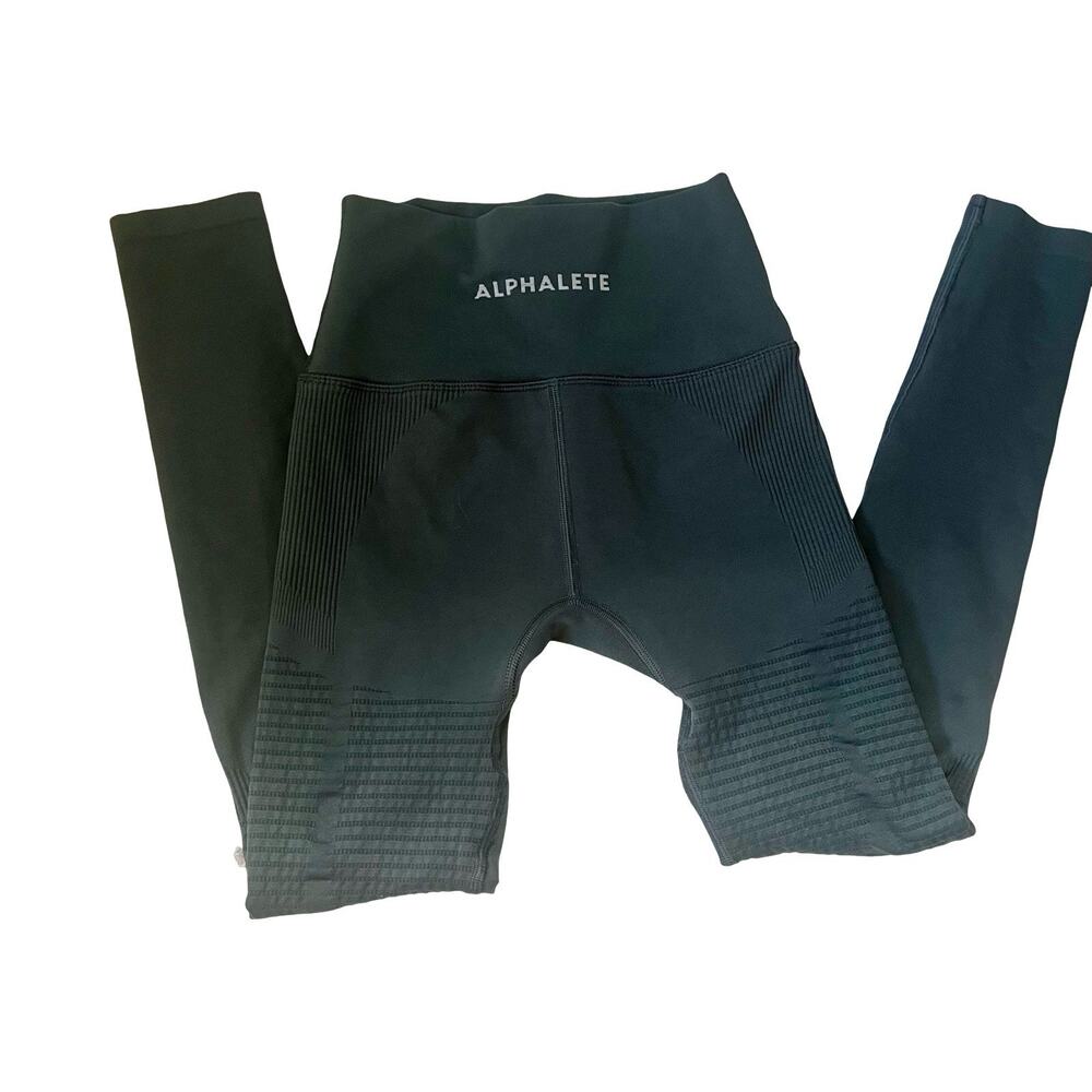 Alpahalete Gray Ankle Yoga Leggings, Size Small Grey/Green Color